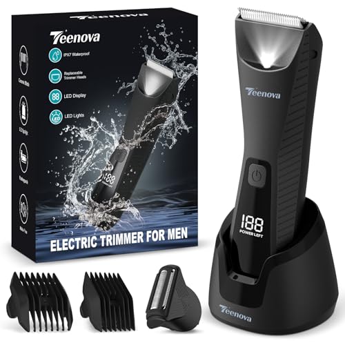 TEENOVA Black 2-in-1 Electric Body & Groin Hair Trimmer with Ceramic Blades