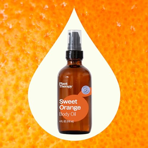 Plant Therapy Sweet Orange Body Oil 4 oz Uplifting & Mood-Boosting Scent, Made with only Two All-Natural Ingredients, Hydrates & Nourishes Skin