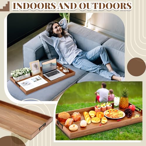 Blushtier 32 x 18 Inch Large Wooden Serving Tray with Square Corners, Rustic Acacia