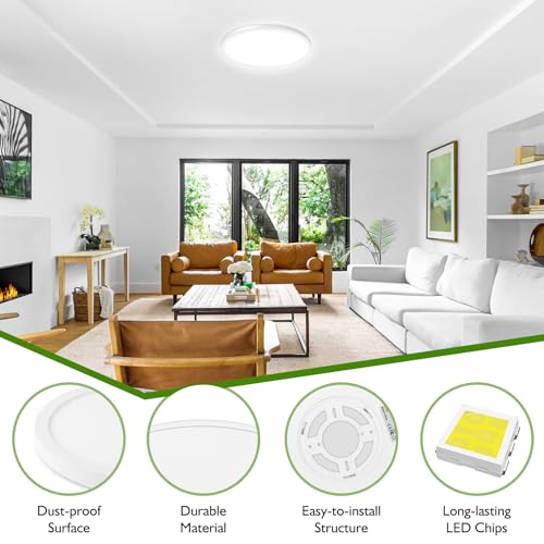 12 Inch Dimmable LED Flush Mount Ceiling Light 3200LM 5000K Brightever