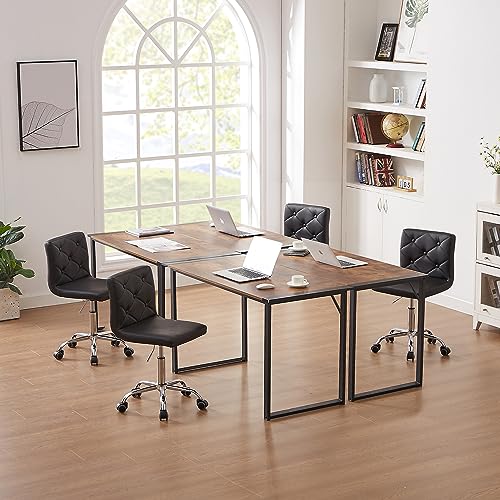 Adjustable PU Leather Office Chair with 360° Swivel & Armless Design - Home & Office Use