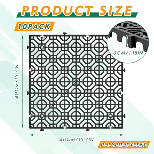 Wesnoy 10 Pcs Ground Protection Mats 15.7x15.7 in Interlocking Heavy Duty Lawn Grids