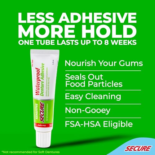 Sensitive Denture Adhesive Cream 5.6 oz Zinc-Free Secure Hold with Aloe Vera & Myrrh - Pack of 4