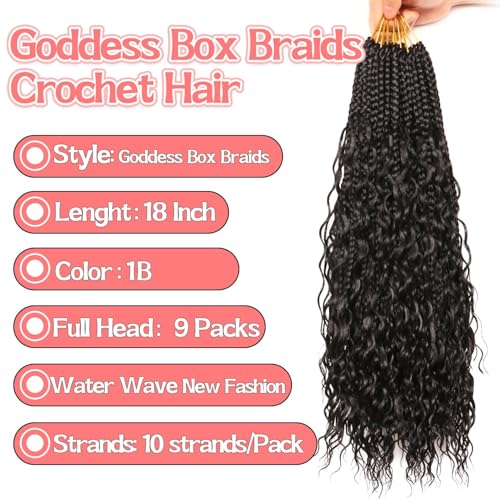 18 Inch Water Wave Boho Crochet Hair - 9 Packs for Black Women - Variation 1B#
