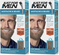 Just For Men Mustache & Beard Dye Light Brown M-25 Pack of 2 with Brush, Biotin & Coconut Oil
