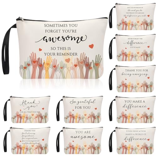 20 Pcs Inspirational Makeup Bags for Women - Appreciation Gift Bulk - Volunteer & Teacher Appreciation