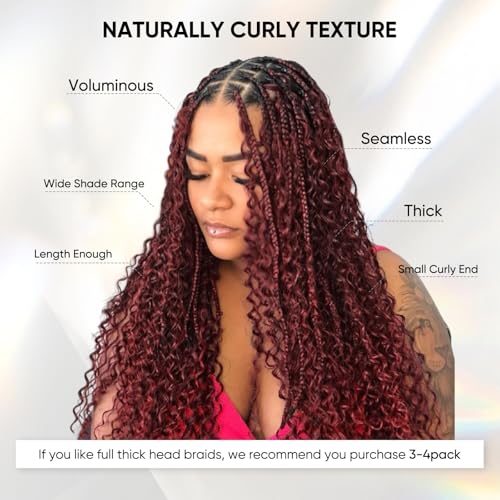 99J Burgundy Human Braiding Hair 16 Inch 100g Deep Wave Bundles for Knotless & Boho Braids