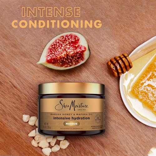 SheaMoisture Hair Mask, Manuka Honey & Mafura Oil Intensive Hydration Masque 2-Pack for Revitalizing Extra Dry, Damaged Hair, Frizz Control, 12 Oz Ea