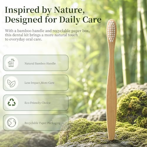 100 Pack Travel Bamboo Toothbrushes with Toothpaste 6g Individually Wrapped - Guest & Hotel Amenities