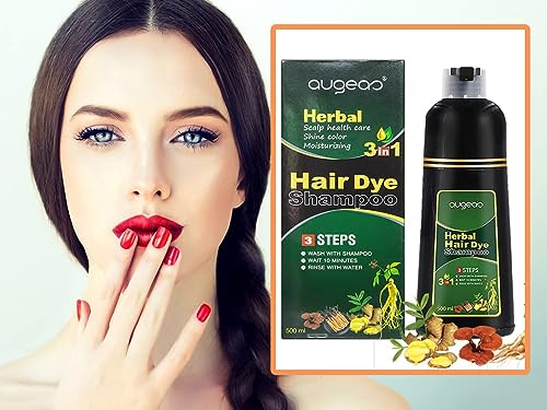 Black Permanent Hair Color Shampoo 500ML - Herbal Fast Cover Gray & White Hair