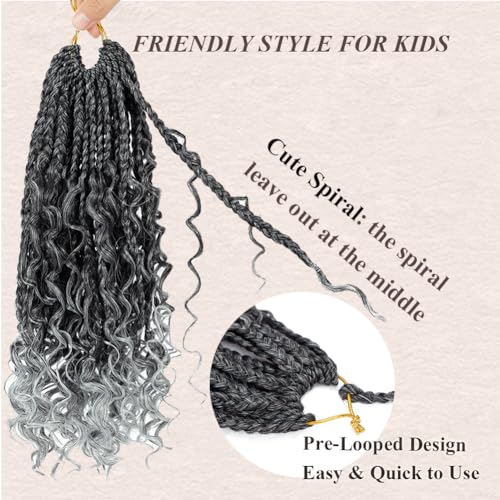14 Inch Goddess Box Braids Crochet Hair for Black Women - Pack of 7, Gray
