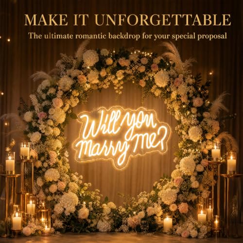 Will You Marry Me Neon Sign LED Light Up Letters - Warm White, 21.7x13.8 Inch