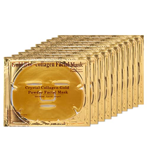 Gold Collagen Facial Masks (10-Pc) - Vegan Anti-Aging & Hydrating Skin Care