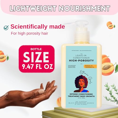 Ethnic Gals High Porosity Leave-In Conditioner with Shea Butter & Aloe - Moisturizing Curl Hydration for Natural Hair - 9.5 fl oz
