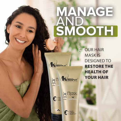 Deep Hydrating Hair Mask with Keratin Collagen & Wheat Germ - 8 oz, Pack of 2