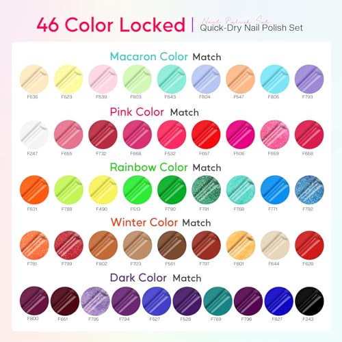 48Pcs Nail Polish Set with Base & Top Coat - Quick Dry, Long-Lasting Colors for Women & Girls - Variation of THIS listing