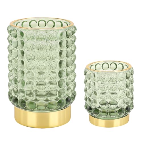 DASITON Makeup Brush Holder Organizer - Green S+L Glass Cosmetic Storage