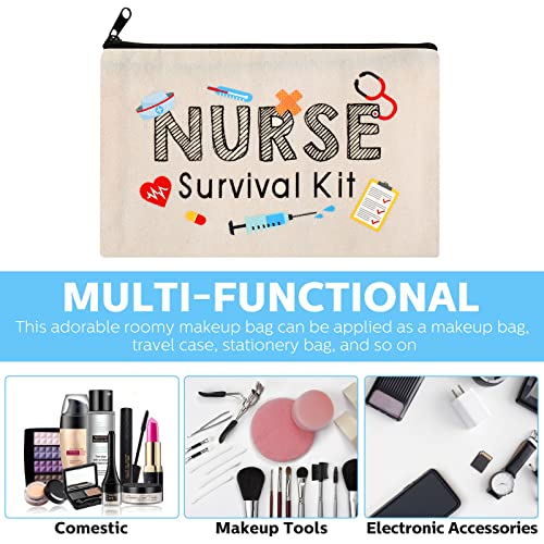 Kajaia 30 Pieces Christmas Nurse Gifts for Women Nurse Pouch for Work Supplies Makeup Bags Nursing Gifts for Women Cosmetic Bag with Zipper Nursing Travel Toiletry Bag Survival Kit(Beige)