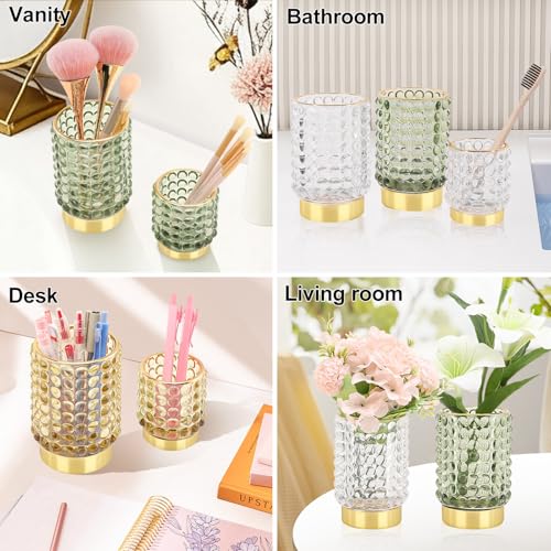 DASITON Makeup Brush Holder Organizer - Green S+L Glass Cosmetic Storage