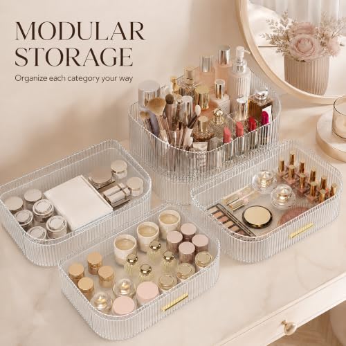 Large 360° Rotating Makeup Organizer with Drawer - Clear Acrylic Storage Display