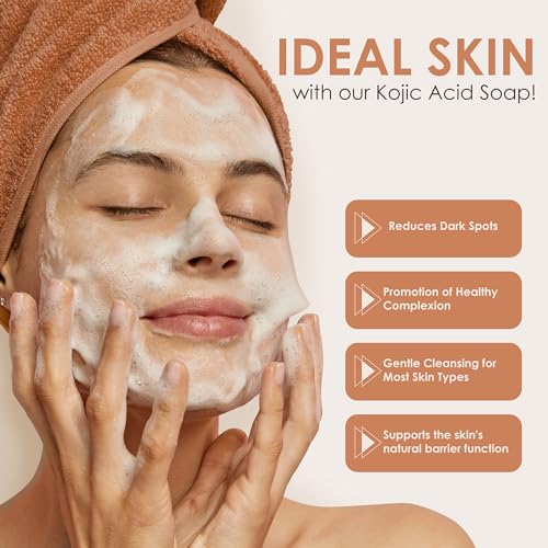Turmeric and Kojic Acid Soap Bar for Reduce Dark Spots & Even Skin Tone ? With Vitamin C, Glycerin & Tea Tree Oil ? Gentle Cleanse & Hydration for Face & Body (2 Pack)