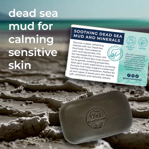 Natural Elephant Dead Sea Mud Soap Bar 13.2 oz - Mineral-Rich Facial & Body Cleanser, Pack of 1