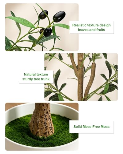 7ft Artificial Olive Tree Indoor Faux Plant with White Planter & LED Lights