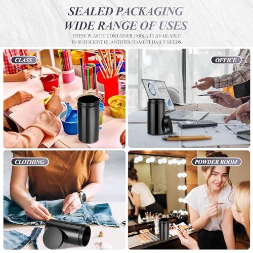SATINIOR 12-Pack 32 oz Black Plastic Jars with Lids - Reusable Travel Cosmetic Containers for Toiletries, Lotion, Cream, Makeup, Slime, Storage