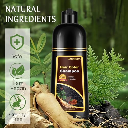 Dark Wine Red Hair Dye Shampoo - Burgundy Hair Color for Women & Men - 3-in-1 Nourishing Formula with Natural Ingredients
