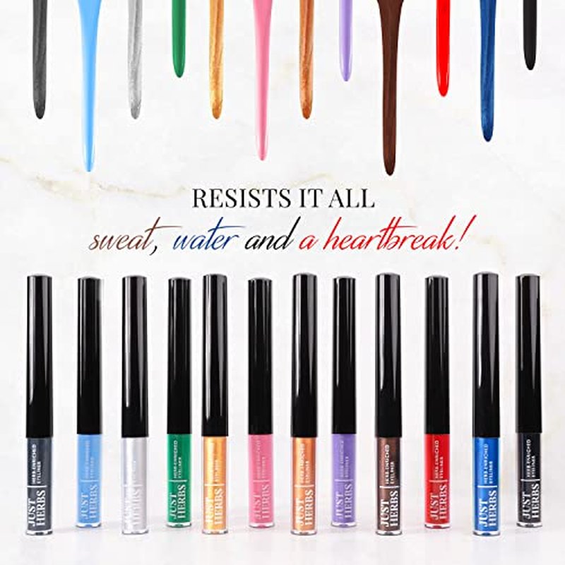 Just Herbs Eyeliner Waterproof and Smudge Proof, Long Lasting Eyeliners 2.5g (Platinum Silver)