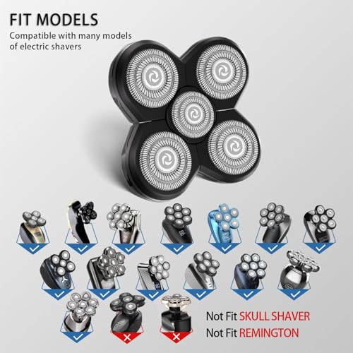5PCS Waterproof Stainless Steel Head Shaver Replacement Blades for Freebird & FlexSeries