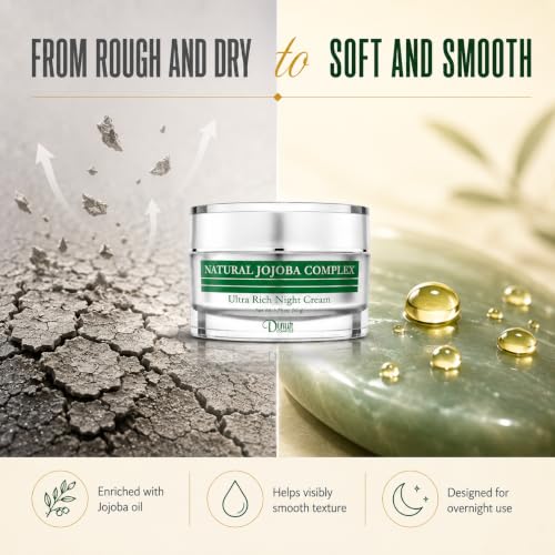 Natural Jojoba Complex Night Cream - Ultra Hydrating Moisturizer for Flakiness & Dry Skin - 1.75 oz