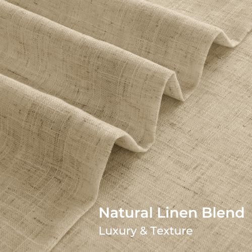 Blackout Curtains 96 Inch Long - Oatmeal Pinch Pleated Linen Blend, Pack of 2 - Room Darkening Insulated Window Drapes, Variation of Bare | 40"W x 96"L