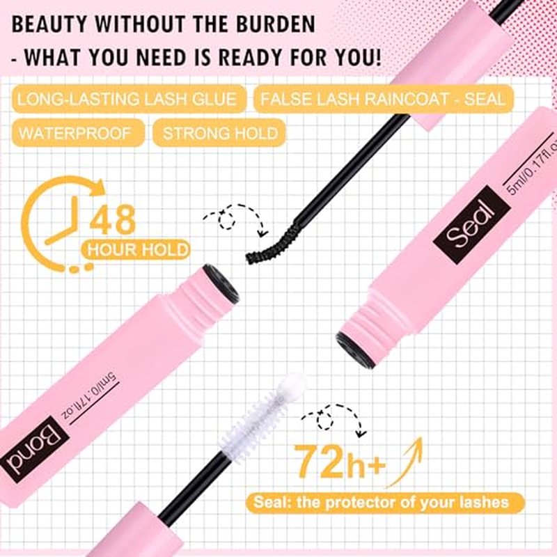 ALICROWN Mink Lashes Cat Eye Fairy Eyelashes Fuzzy Full False Eyelashes Wispy Fake Eyelashes Fox Eye Lashes Kit with Lash Bond and Seal 7 Pairs