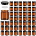 48 Pack 4oz Amber Glass Jars with Lids, Airtight Containers with Liners Lid for Cosmetics, Travel, Lotions Powder, Onitments Candle Making, DIY | Leak-Proof, Reusable (4OZ)
