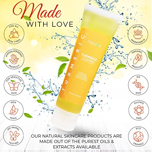 Turmeric Face Wash, Turmeric Clear Skin Liquid Soap ? 100% Natural Anti Aging Exfoliating Facial Cleanser for Spots, Clearing Acne Scars, Age Spots, Sun Damage, Discoloration ? Bath Soap