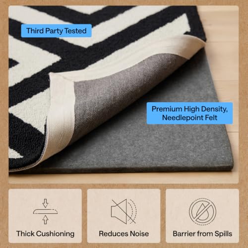 Gorilla Grip Felt Rug Pad 8x10 FT with Rubber Backing - Non Slip Cushion, Thick & Durable