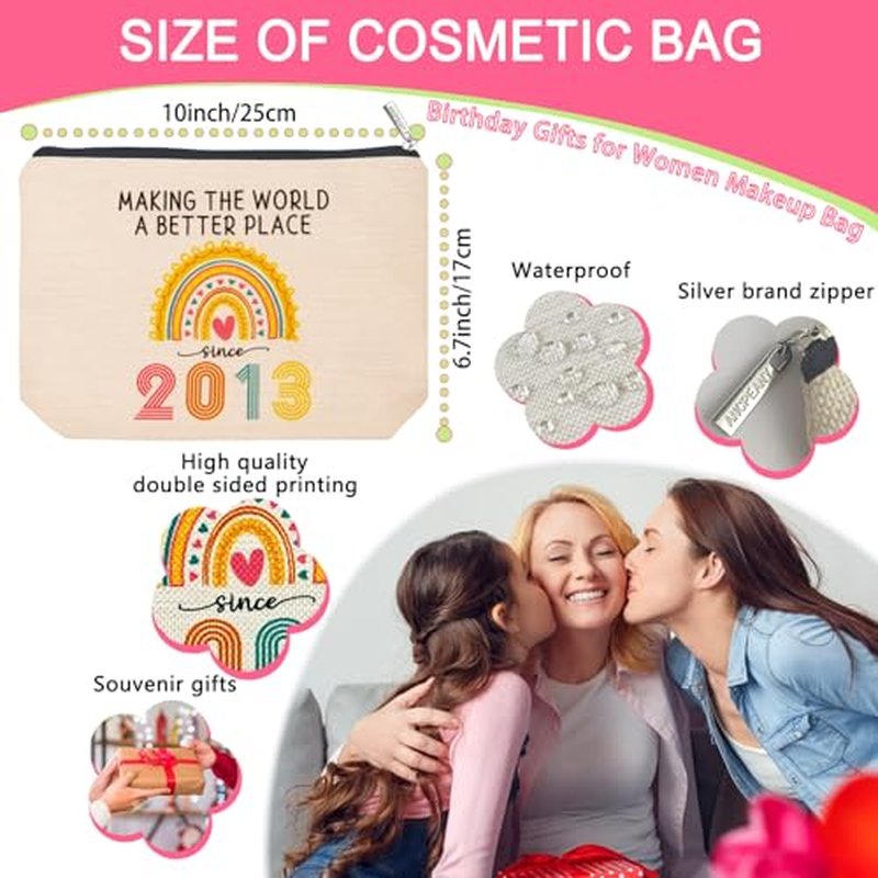 ancpeany Best 13 Year Old Girl Gifts Ideas, Happy 13th Birthday Decorations for Girls Makeup Bag, 2013 13th Birthday Gifts for Girls, Sister, Daughter Trendy 2026, Christmas, Cosmetic Travel Pouch