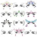 12 Sets Face Jewels Rhinestones Stick on Self Adhesive Face Gems Mermaid Body Jewel Crystal Stickers for Rave Festival Carnival Party Decorations