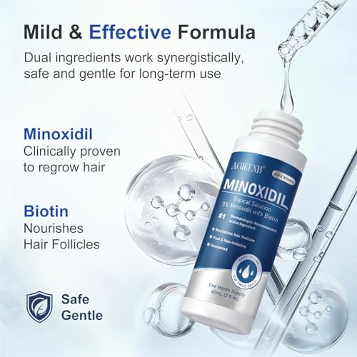 Minoxidil Hair Growth Serum 8-Pack with Biotin for Men & Women, Thicker Hair & Beard