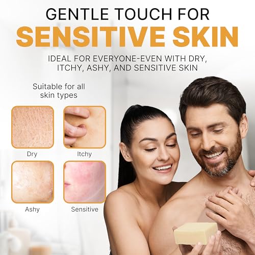 CLASSYONE Grandma's Pure Lye Soap Bar Bundle - Unscented Face & Body Wash for Sensitive Skin, Pack of 6