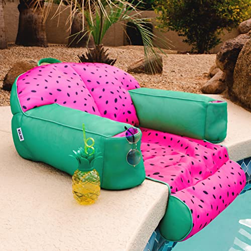 Lazy Lounger Pool Float with Footrest and Headrest - Summer Melon Variation