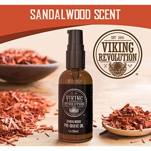Viking Revolution Sandalwood Pre-Shave Oil for Men - Smooth, Irritation-Free Shave, 1 Fl Oz - All Skin Types (Pack of 2)
