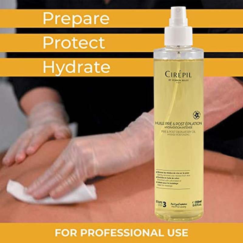 Cirepil - Pre & Post Depilatory Oil - Protects Skin for Comfortable Waxing & Removes Wax Residue - Soothing Jasmine Scented Formula - Professional Oil Bottle, 250ml