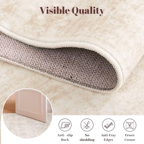 Beige 9x12 ft Washable Vintage Rug for Living Room - Homemate