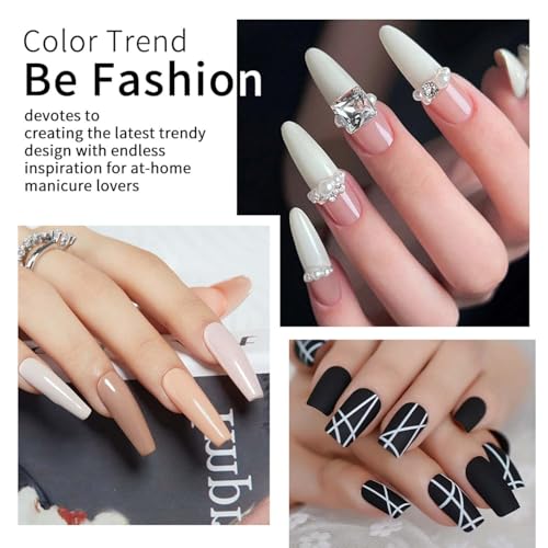 Gel Nail Polish Set 9pcs 15ml Black White Pink Series UV LED Soak Off Nail Art Kit - Variation 145A