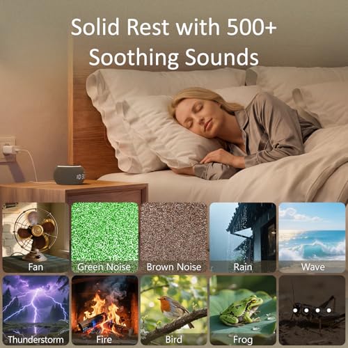 Hotmoon Luna Pro Smart Sound Machine Black Medium - 507 Relaxing Sounds & Dual Alarm