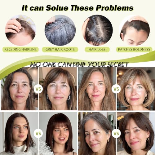 10-Inch Human Hair Topper for Women with Bangs - Ombre Light Brown & Blonde Highlights