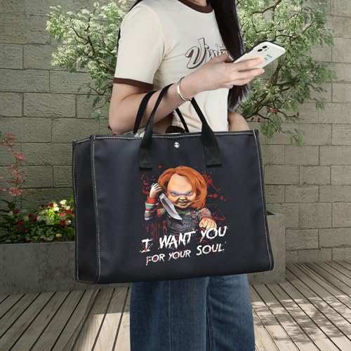 BWWKTOP Evil Doll Cosmetic Makeup Bag Murderous Toy Gifts I Want You For My Soul Zipper Travel Bags Killer Doll Merch (for My Soul BG)