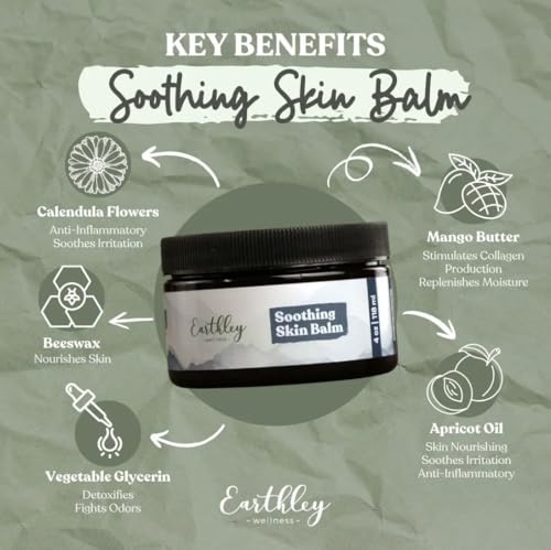 Earthley Wellness Soothing Skin Balm - Natural Moisturizer for Dry, Itchy Skin, Calendula & Mango Butter, 4 oz - Variation of THIS listing